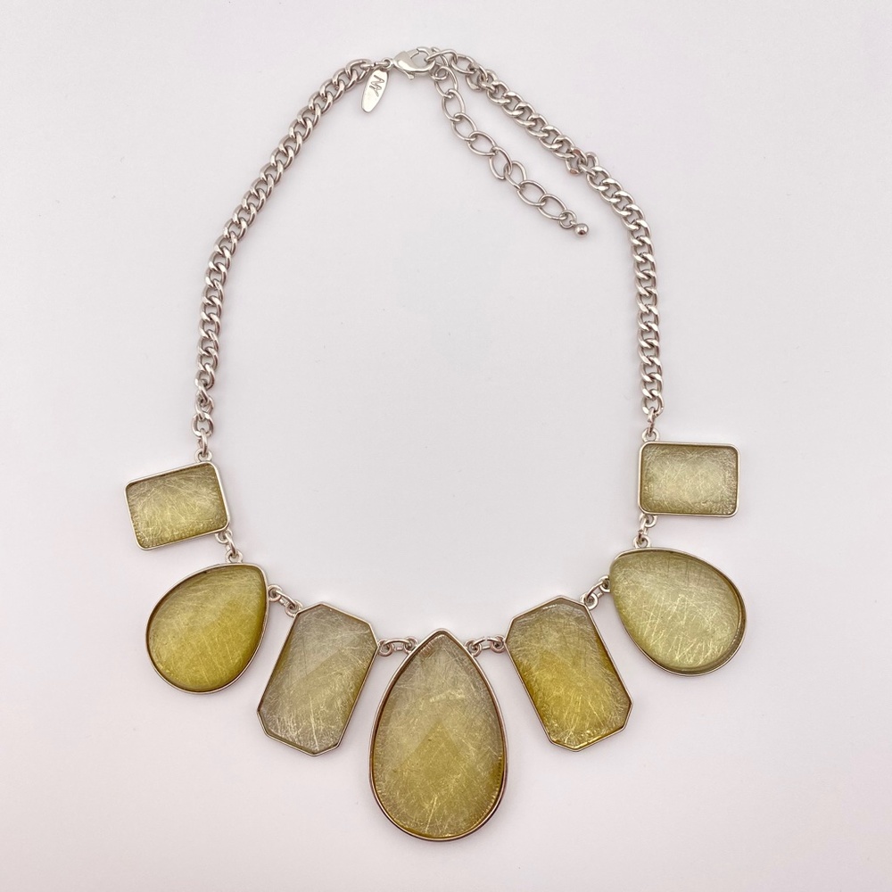 New York & Co Geometric Teardrop Rectangle Necklace - Picture 8 of 10